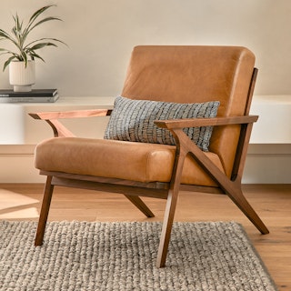 Otio 26" Leather Lounge Chair - Walnut and Toscana Tan