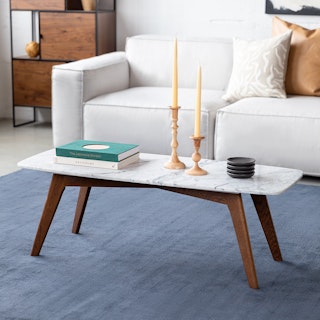 Vena 43.5" Marble Coffee Table - Walnut