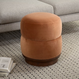 Pica 16" Velvet Ottoman - Plush Pacific Rust