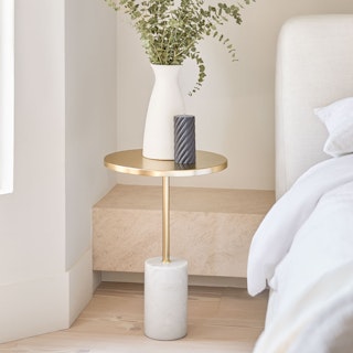 Narro Marble Side Table - Brass