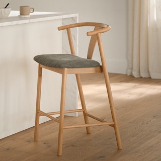 Fonra Counter Stool - Oak and Algonquin Green