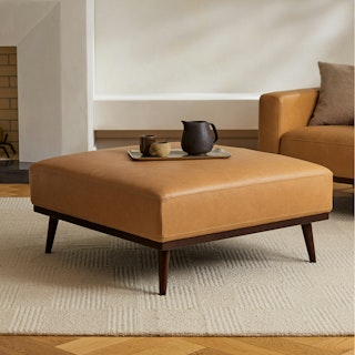 Rhett 38.5" Leather Ottoman - Charme Tan