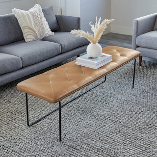Level 61" Leather Bench - Bella Caramel