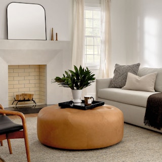 Timpani 41" Leather Ottoman - Charme Tan