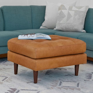 Sven 30" Leather Ottoman - Charme Tan