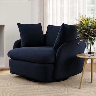 Leigh 47" Grand Velvet Swivel Lounge Chair - Hale Ink