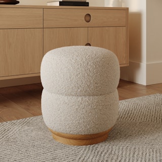 Pica 16" Ottoman - Short Shearling White