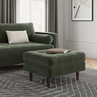 Sven 30" Velvet Ottoman - Plush Pacific Green