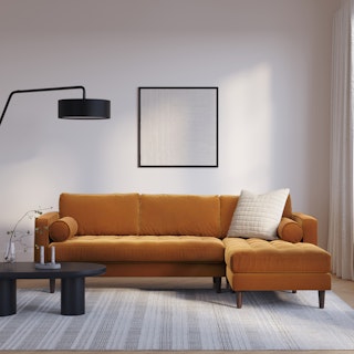 Sven 100" Tufted Velvet Right Sectional - Plush Pacific Ginger