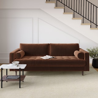 Sven 88" Tufted Velvet Sofa - Plush Pacific Brown