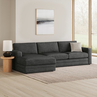 Riley 118" Left Storage Sleeper Sectional - Napa Charcoal