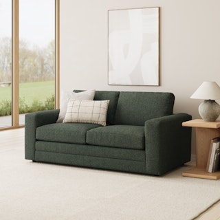 Riley 74" Loveseat - Green Wool Bouclé