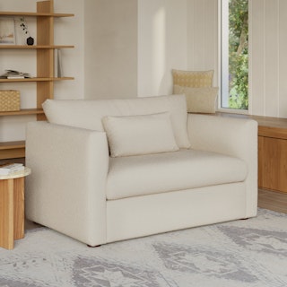 Marina 57" Sleeper Lounge Chair - Ivory Wool Bouclé
