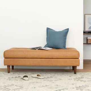 Sven 56" Tufted Leather Bench - Charme Tan